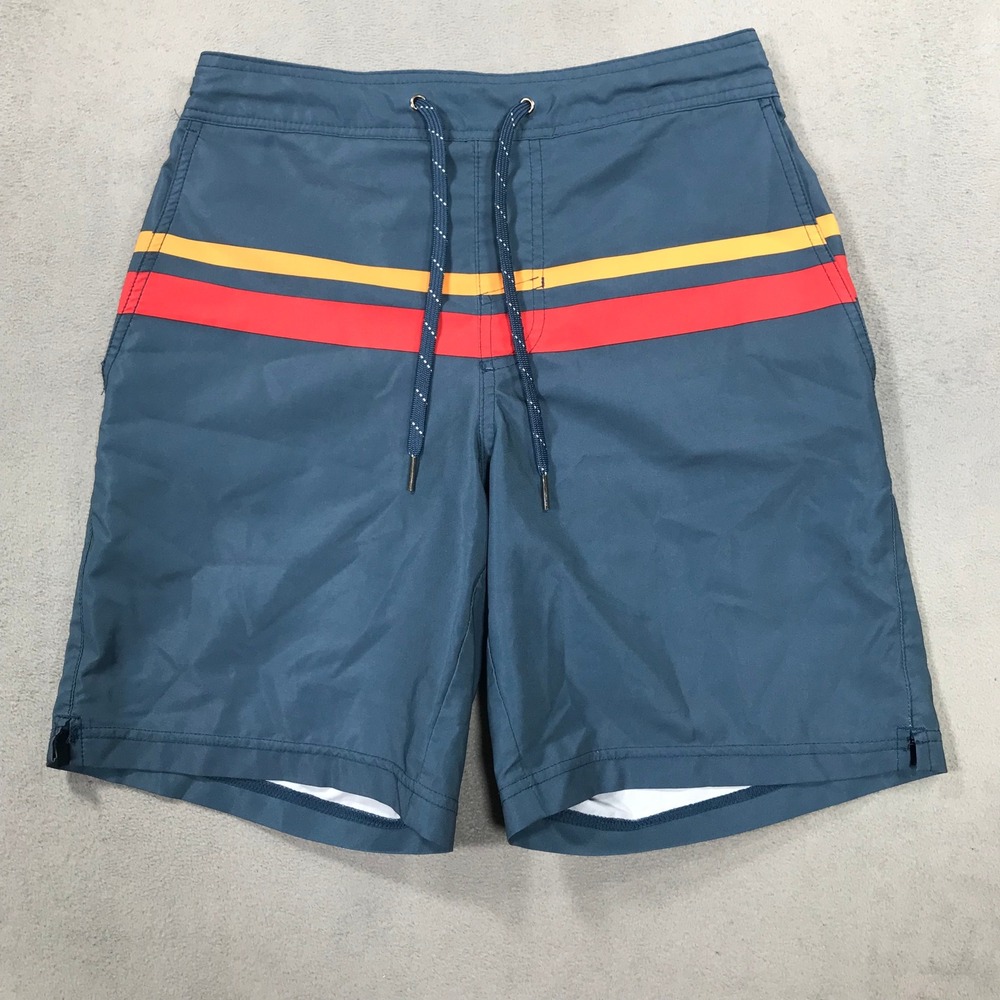 Fair Harbor Swim Shorts Mens Small Blue Striped Lined Board Shorts